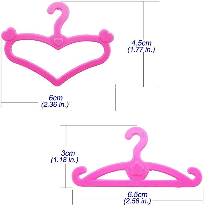 Produktbild Hermex 20 Stück Kleiderbügel für Barbie Puppenkleideraufhänger pink Zubehör
