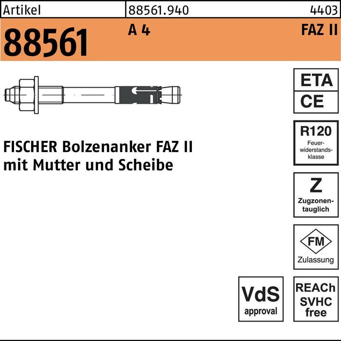 Produktbild Fischer Bolzenanker FAZ II 12 Länge 130 mm Edelstahl (20 Stk.)