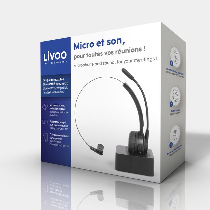 Produktbild Livoo Bluetooth®-fähiges Headset mit Mikrofon (ANC, 17 h, Kabellos)