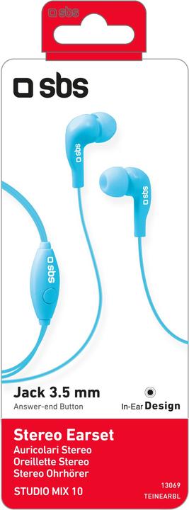 Immagine prodotto SBS Cuffie con cavo, stereo in-ear Studio Mix 10, spina jack 3,5 mm con microfono e pulsante per G (Cablato)