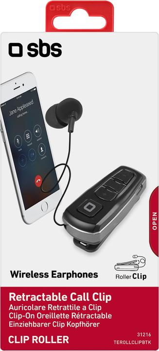 Produktbild SBS In Ear Kopfhörer mit Roller Clip (7 h, Kabellos)