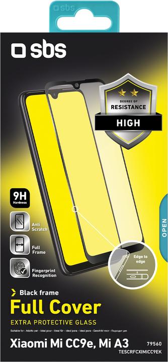 Produktbild SBS Glas Displayschutz Full Cover für Xiaomi Mi CC9e/Mi A3 (1 Stück, Xiaomi Mi A3, Xiaomi Mi CC9e)
