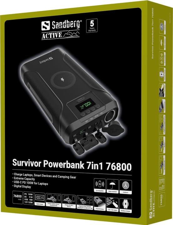 Actual product image Sandberg Survivor 7in1 (76800 mAh, 120 W, 276.48 Wh)
