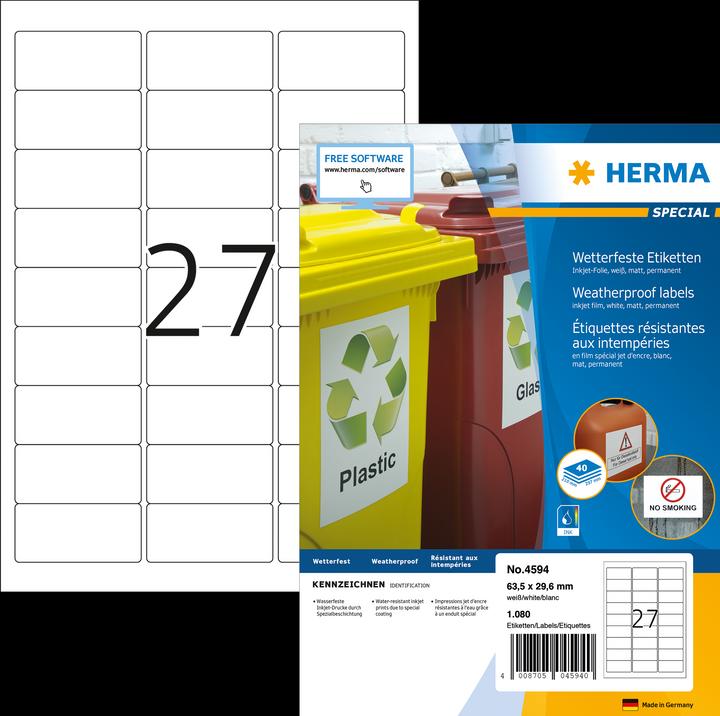 Produktbild HERMA Wetterfeste Inkjet Etiketten A4