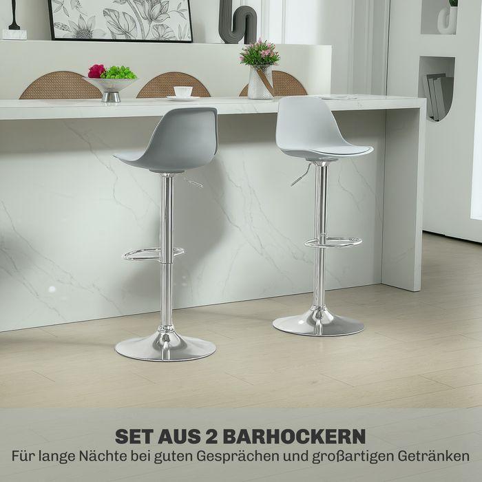 Produktbild Swisshandel24 Barhocker 2er Set, Gepolstert Barstuhl mit Stahlgestell, Lehne für Küche Grau