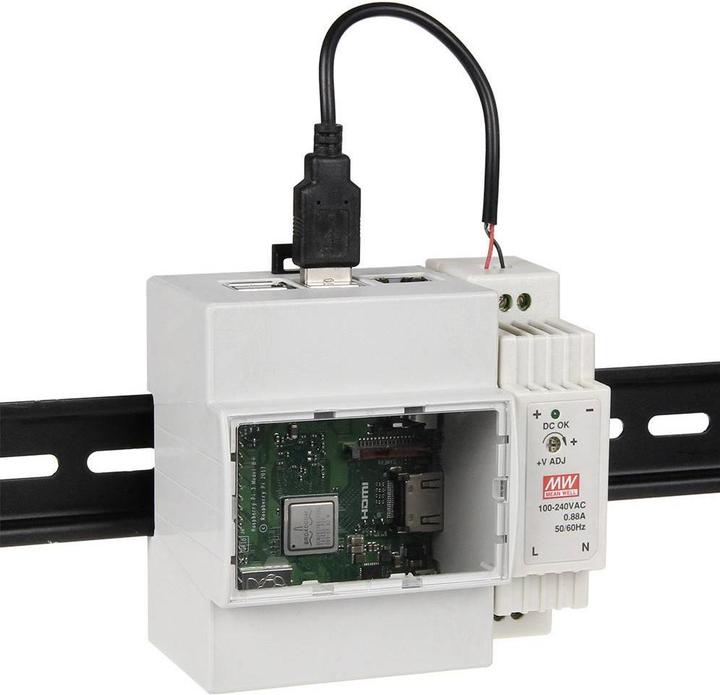 Produktbild Raspberry Pi Hutschienen Gehäuse für 3, 2B, B+ RB-Case+07
