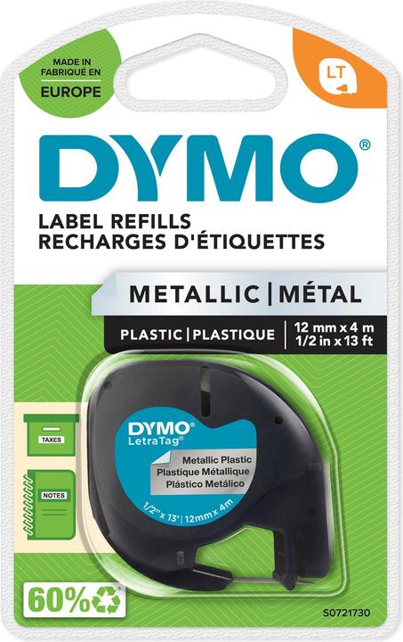 Actual product image Dymo Metal strap black on silver (1.20 cm, Black)
