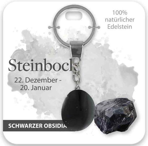 BB Klostermannn Schlsselanhnger Schwarzer Obsidian Steinbock