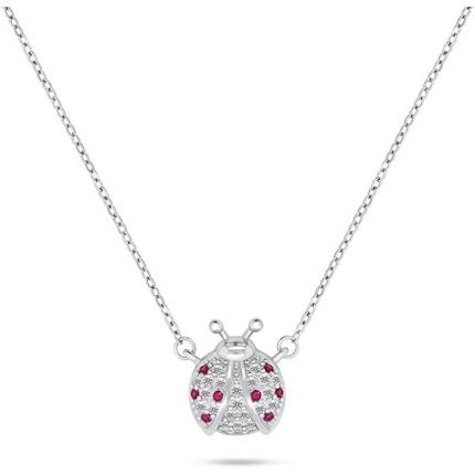 Brilio Silver - Beautiful silver necklace Ladybug with zircons NCL107W