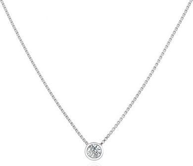 Agato Minimalist silver necklace with clear zircon AGS1561/47-W