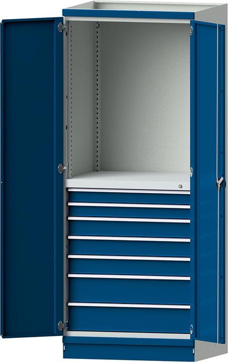 Produktbild Anke Modulschrank Modell 3005 B865xT720xH2200mm RAL 7035/5012 7 Schubladen