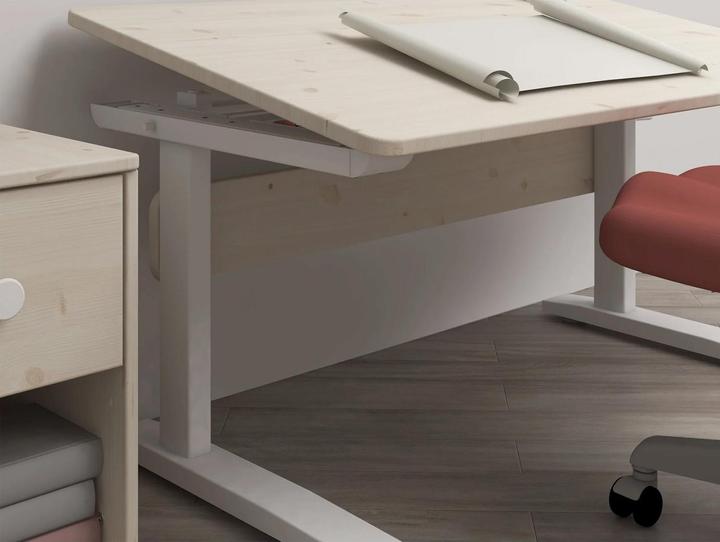 Produktbild Flexa Study Classic Schreibtisch höhenverstellbar mit Kippfunktion Weiss lasiert