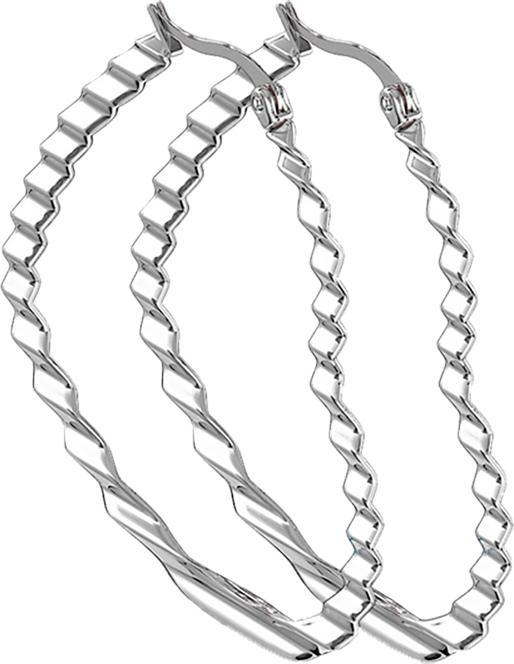 Star Piercing Ohrring silber Wellenmuster Herz (ohne Messing, Chirurgenstahl 316L)