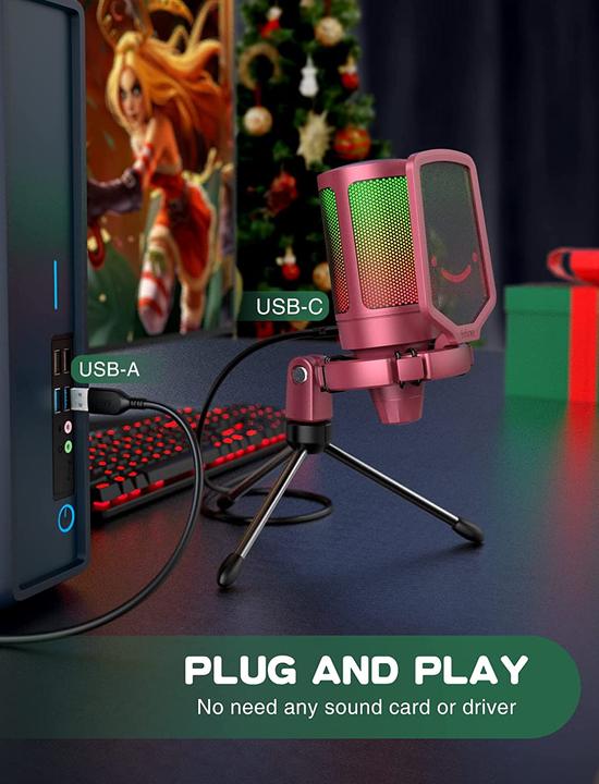 Actual product image Fifine A6V USB RGB Gaming Mic