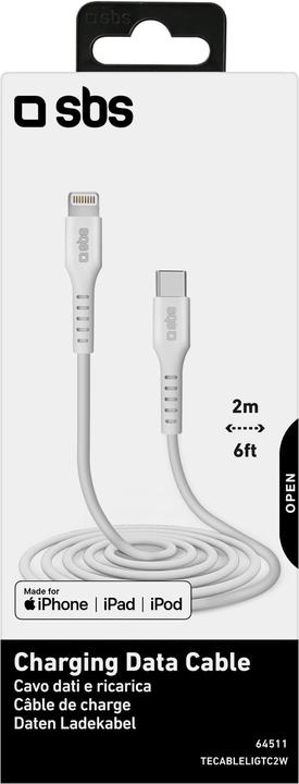 Produktbild SBS Daten- und Ladekabel Lightning - Typ C Länge 2 Meter (2 m, USB 3.2)