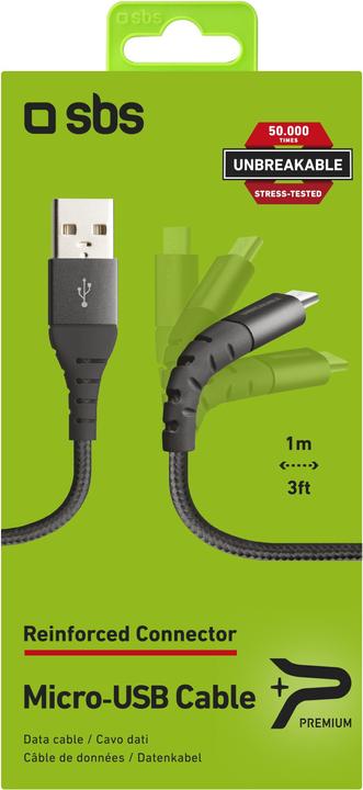 Actual product image SBS Metal USB 2.0 Micro USB cable - Unbreakable Collection (1 m, USB 2.0)