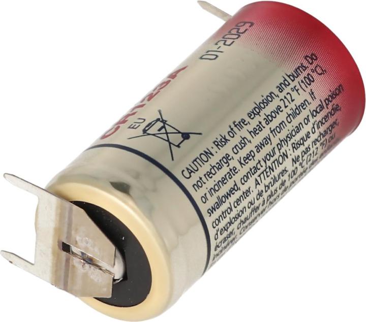 Actual product image Panasonic Battery CR123A with 3 print connection 2 print + 1 print - contacts (1 pcs., CR123A, 1600 mAh)