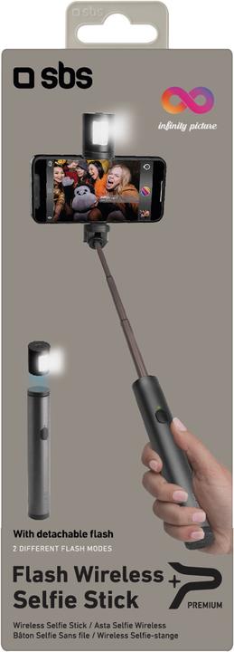 Actual product image SBS Wireless selfie stick with flash