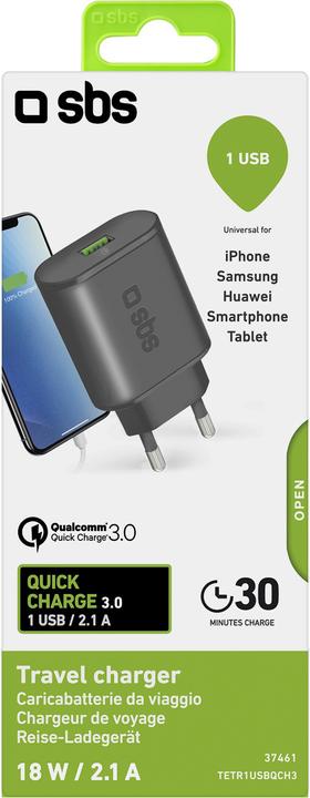 Immagine prodotto SBS Caricabatterie da viaggio per la ricarica veloce 2100 mAh (15 W)