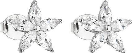 Evolution Group Silver earrings with zircon white flower 11069.1 (L)