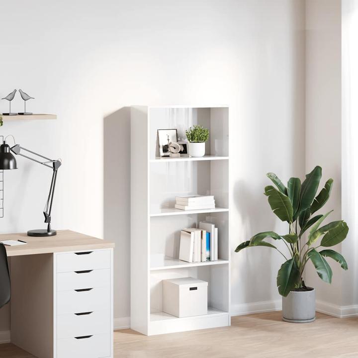 Produktbild VidaXL Bücherregal Hochglanz-Weiss 60x24x143 cm Holzwerkstoff (60 x 24 x 143 cm)