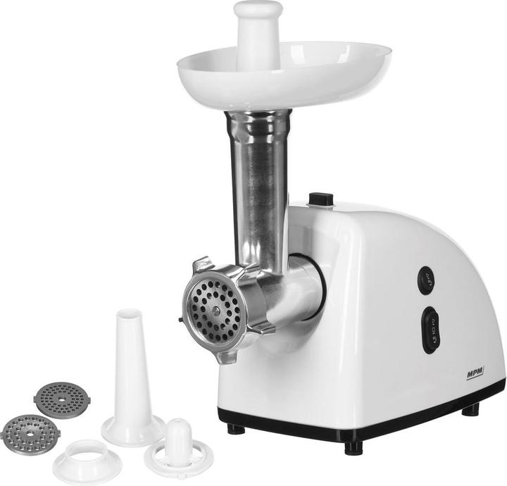Produktbild MPM MMM-05 Elektrischer Fleischwolf, 3 Lochscheiben 3mm, 5mm, 7mm, Würstchen Füllen, Rücklauffunkti