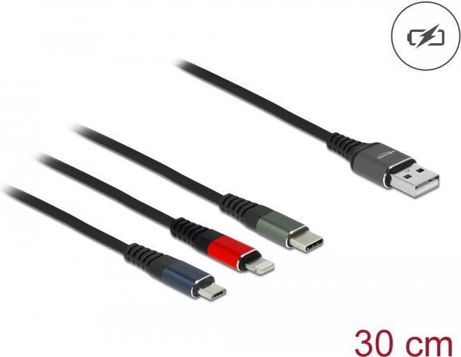 Immagine prodotto Delock USB A - USB Micro B/Lightning/USB C (0.30 m, USB 2.0)