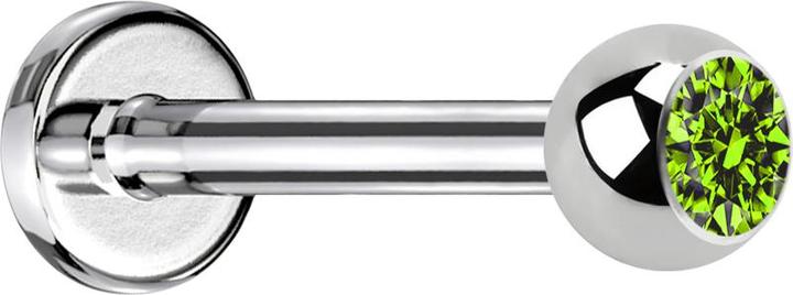 Star Piercing Labret silber mit Kugel Kristall hellgrün (Chirurgenstahl 316L, ohne Messing)