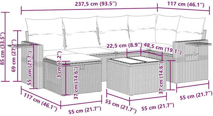 Produktbild VidaXL 10-tlg. Garten-Lounge-Set mit Kissen