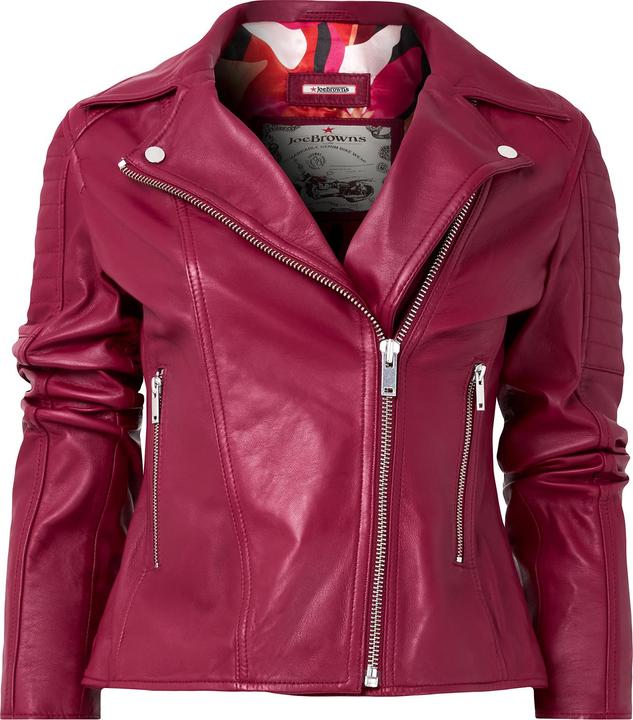 Joe Browns Raspberry Leather Biker Jacket