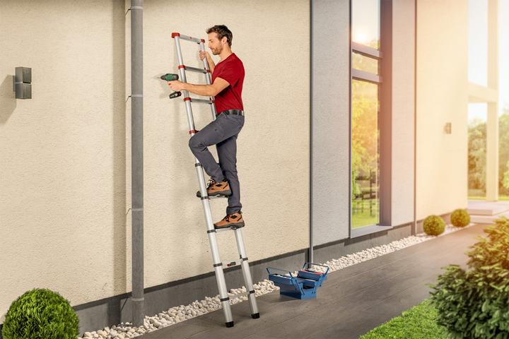 Productafbeelding Hailo FlexLine, aluminium veiligheidstelescopische ladder, 9 sporten (Enkele ladder, 264 cm)