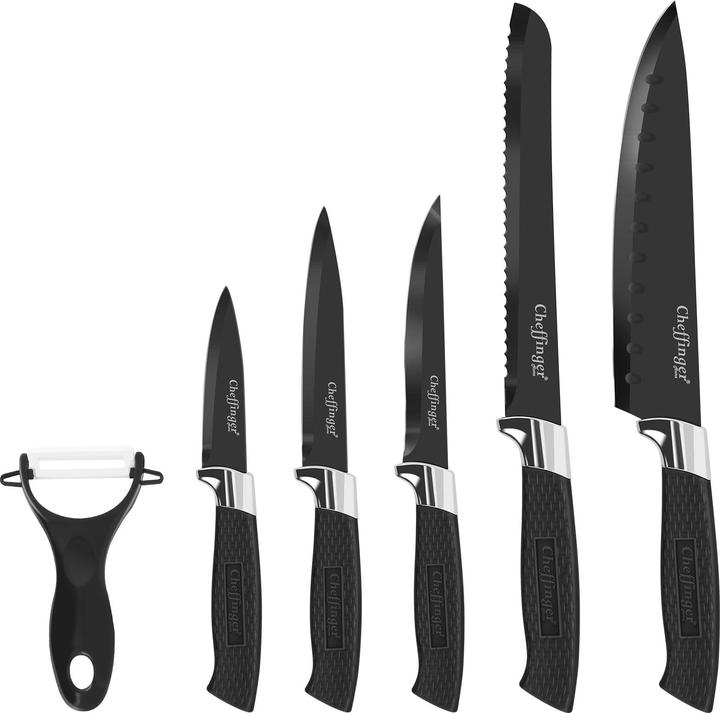 Produktbild Cheffinger 6-teiliges Messerset mit Klinge aus rostfreiem Stahl und Magnetbox