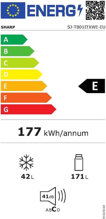 Etichetta energetica Sharp Frigorifero-congelatore SJ-TB01ITXWE-EU (Struttura autonoma, 213 l)