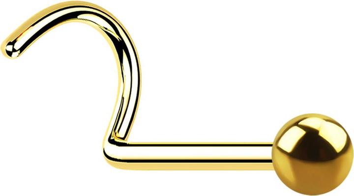 Star Piercing Nasenstecker gebogen vergoldet mit Kugel (Chirurgenstahl 316L, ohne Messing)