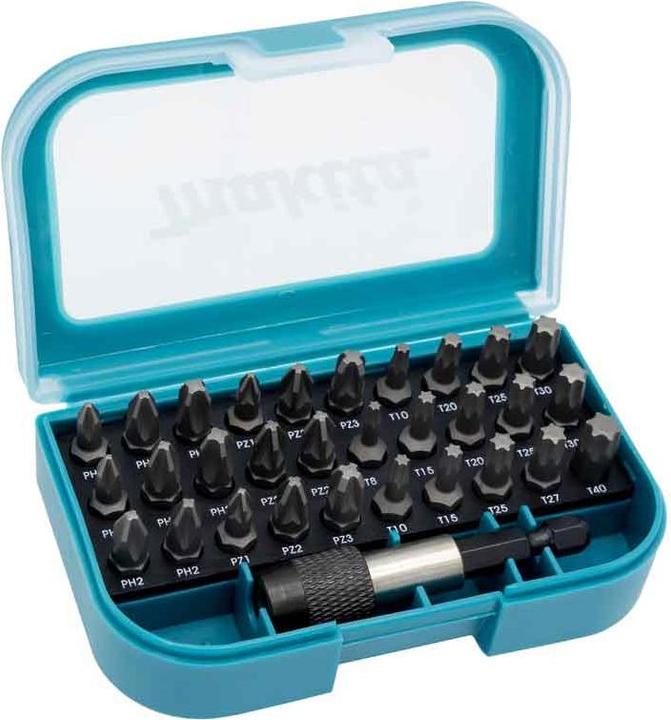 Produktbild Makita P-73374 Set 31teilig (Innensechsrund TX M10, Innensechsrund TX M15, Innensechsrund TX M20, Kreuz Phillips PH M1, Kreuz Phillips PH M2, Innensechsrund TX M8, Innensechsrund TX M25, Innensechsrund TX M27, Innensechsrund TX M40, Kreuz Pozidriv PZ M1, Kreuz Pozidriv PZ M2, Kreuz Phillips PH M3, Kreuz Pozidriv PZ M3)