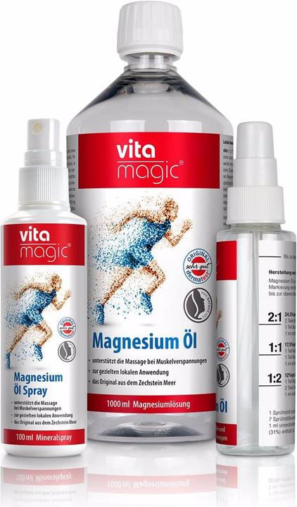Zechstein vitamagic Magnesium Öl Set Spray Nachfüllflasche 1 lt + Leerflasche 100ml Öl (1000 ml)