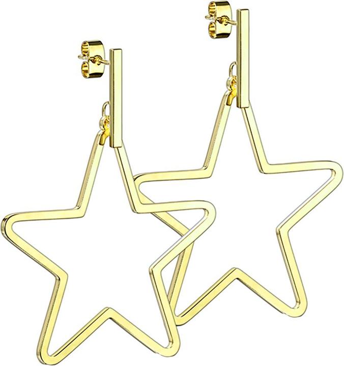 Star Piercing Ohrstecker vergoldet Balken Anhänger Stern (ohne Messing, Chirurgenstahl 316L)