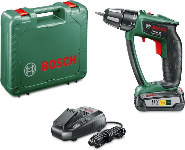 Bosch Home & Garden PSR 18 LI-2 Ergonomic, 1 rechargeable battery (Rechargeable battery operated)
