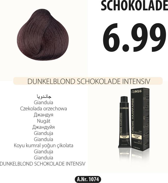FemMas 6.89) Haarfarbe Dunkelblond Amber Schokolade 100ml (Dunkelblond Schokolade)