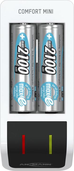 Produktbild Ansmann Comfort Mini Ladegerät inkl. 2 AA Mignon Akkus 2100 mAh (1 Stk., AA, AAA, 2100 mAh, Ladegerät inkl. Akku)