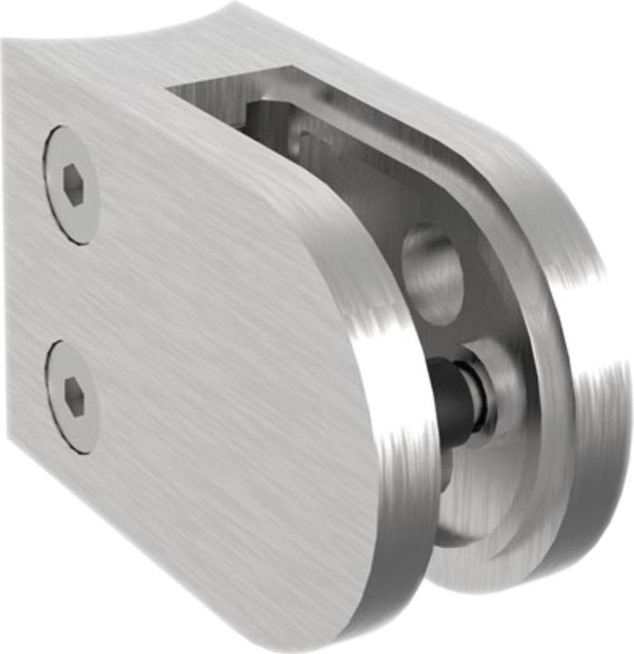 Produktbild Economy Glasklemmbeschlag für Rundrohr 42,4mm, rund, Edelstahl geschliffen V2A (1 Stk.)
