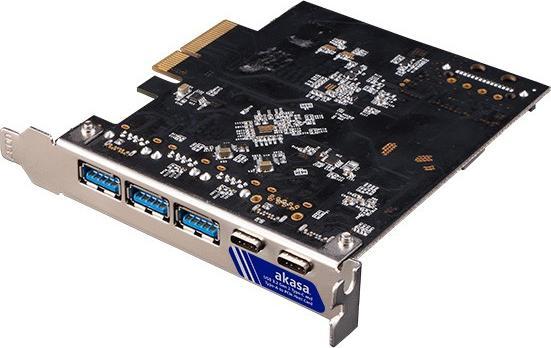 Produktbild Akasa Adapterkarte, 2x USB 3.1 Typ C, 3x USB 3.1 Typ A, 10GBps