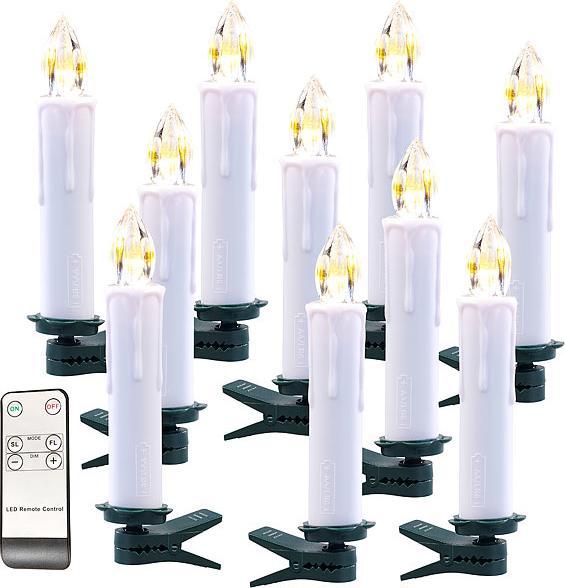 Produktbild Lunartec Funk-Weihnachtsbaum-LED-Kerzen mit Fernbedienung (10 x)