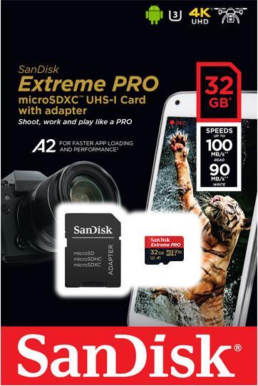 Image du produit SanDisk Extreme PRO UHS-I V30 (32 Go, microSDHC, U3, UHS-I)