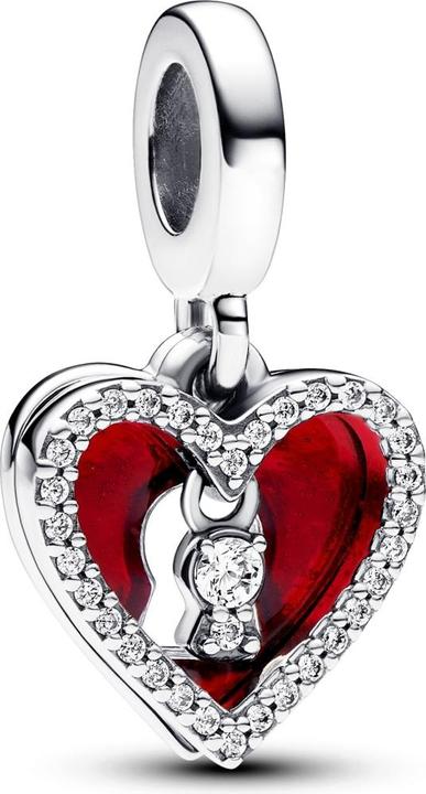 Produktbild Pandora Rotes Herz & Schlüsselloch Doppelter Charm (Silber 925)