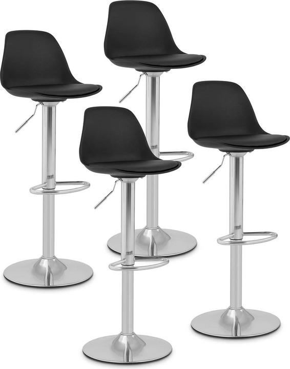 Produktbild Fromm & Starck 4 Barhocker mit Lehne und Stahlsockel Barstuhl Tresenhocker Küchenhocker schwarz