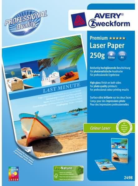 Actual product image Avery Premium Colour Laser Photo Paper, 100 Blatt (250 g/m², A4, 100 x)
