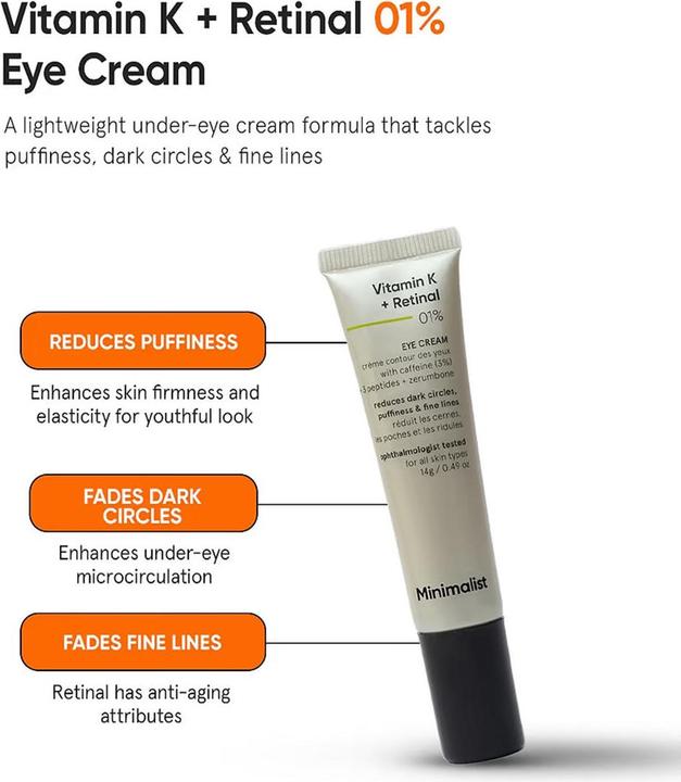 Actual product image Minimalist Vitamin K + Retinal 01% Eye Cream (Crème, Night)
