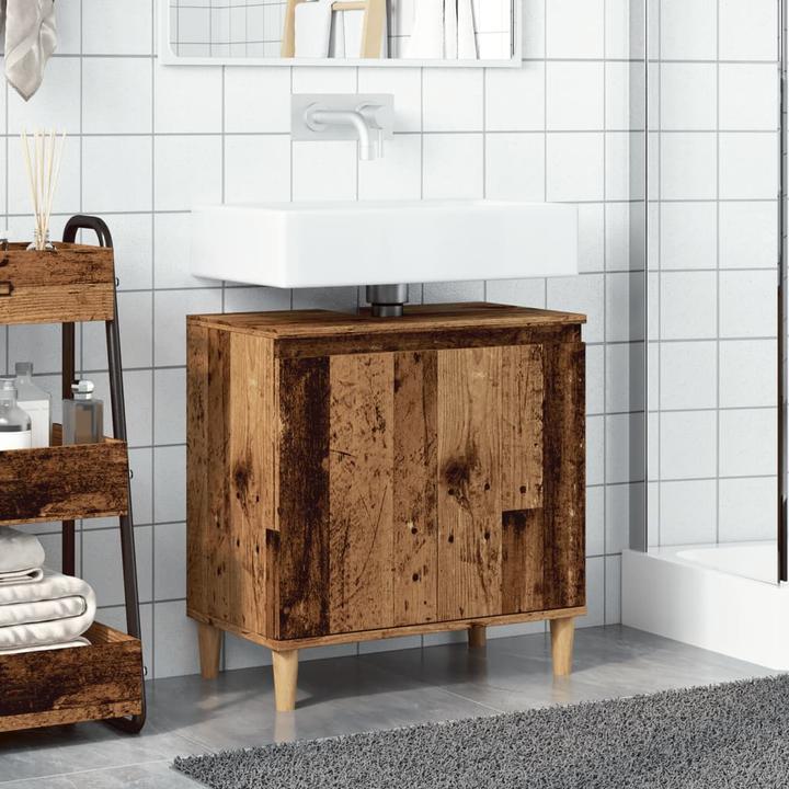 Image du produit VidaXL Waschbeckenunterschrank Unterschrank Badschrank Badmöbel Altholz-Optik (58 x 33 x 60 cm)
