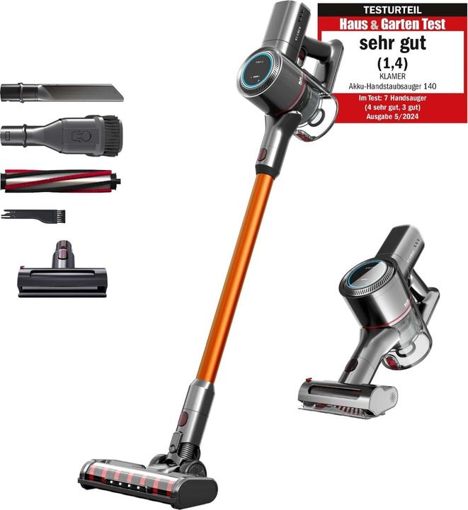 KLAMER Akkustaubsauger, 420 Watt, 1 Akku und mit verschiedenen Aufsätzen